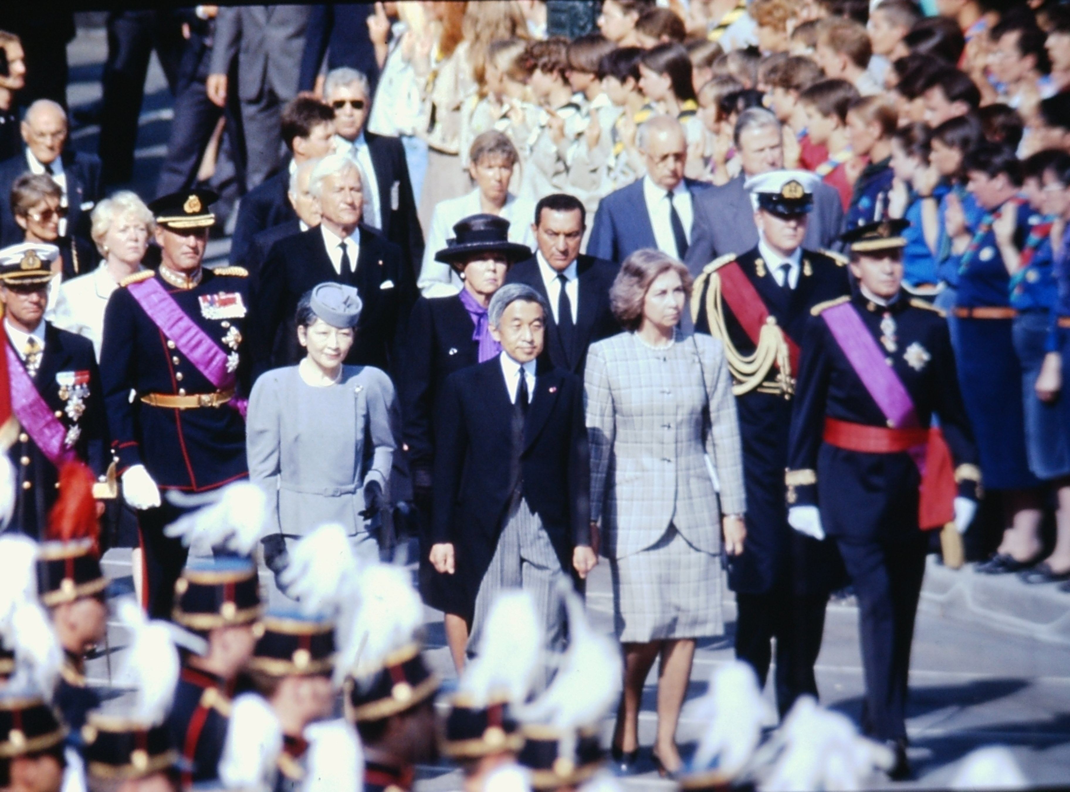 KING JUAN CARLOS & EMPEROR AKIHITO in The Funeral Of King Baudouin