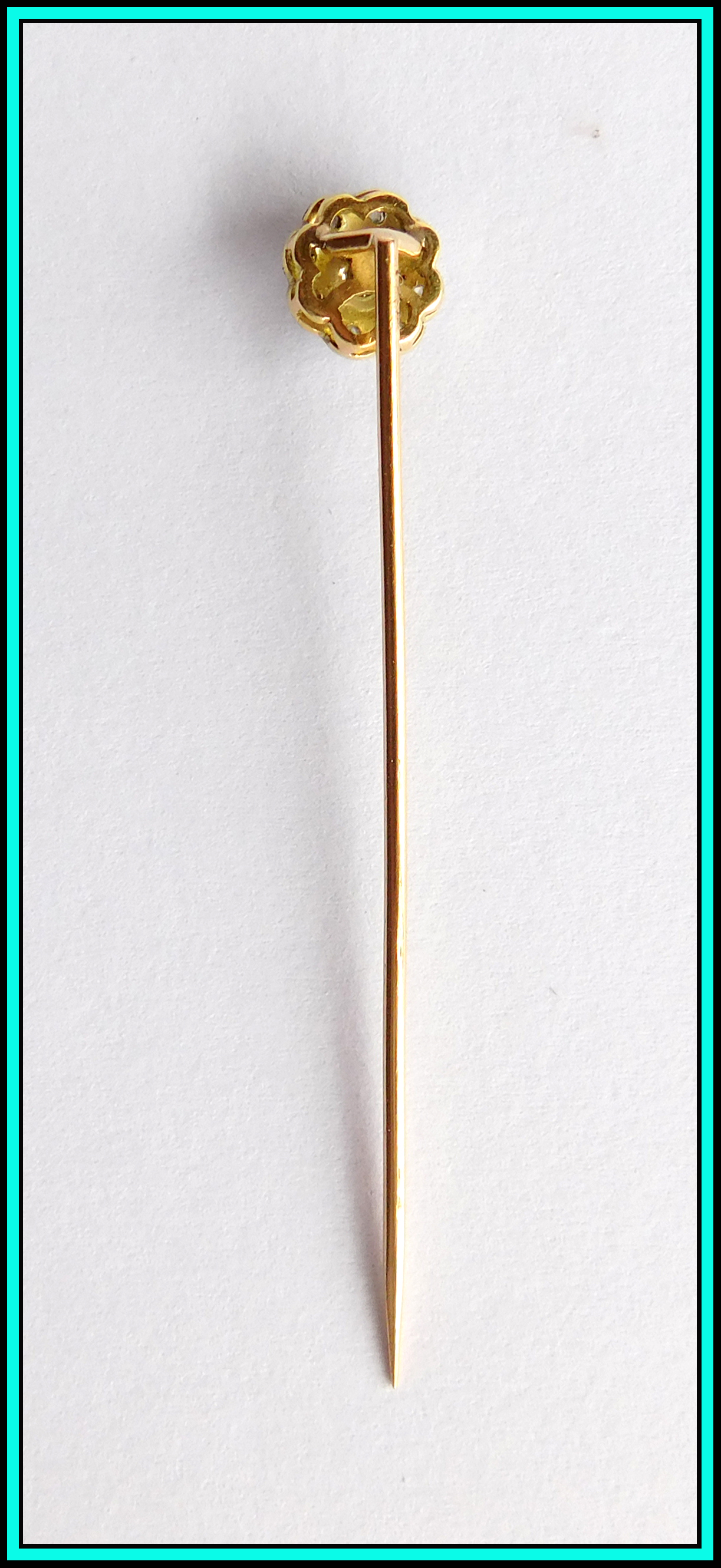 18k GOLD & Natural Diamonds Hat Stick, Pin, Tie Pin, Lapel Pin eBay